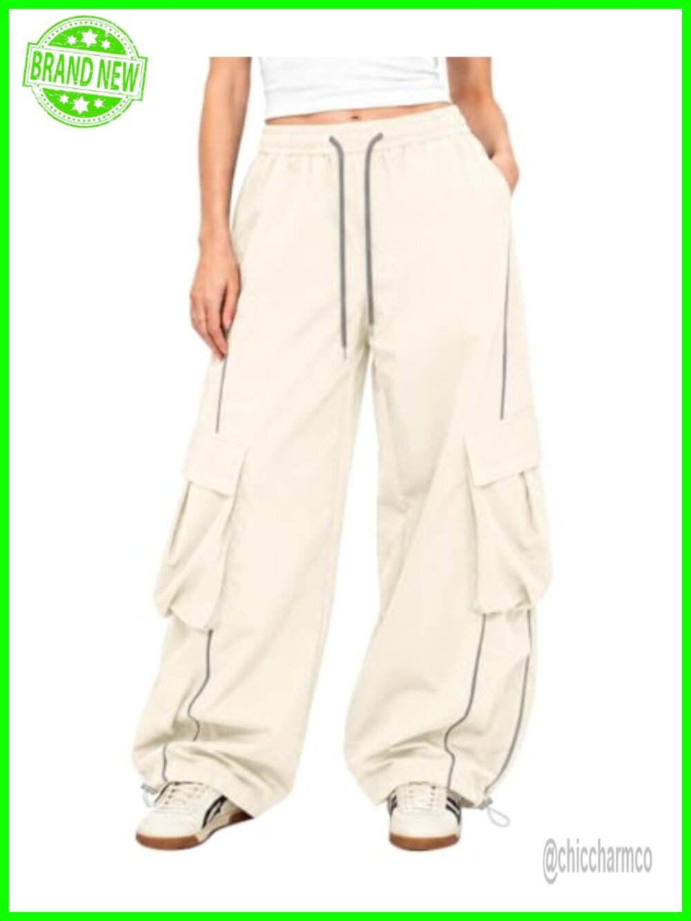 Bakyarder Women’s Baggy Cargo Pants Wide Leg Y2K Streetwear Drawstring